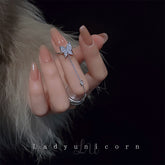 Arzonai European and American style design plain ring female Korean version of the cold wind ins net red tassel butterfly even finger ring female